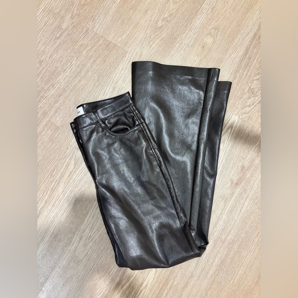 Wilfred Aritzia Brown Flare Wide Leg Leather Pants - Picture 1 of 4